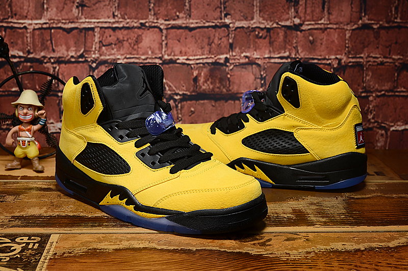 2019 Air Jordan 5 Wheat Yellow Black Shoes - Click Image to Close